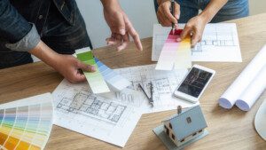 Interior Designer and Architect choosing sample colors
