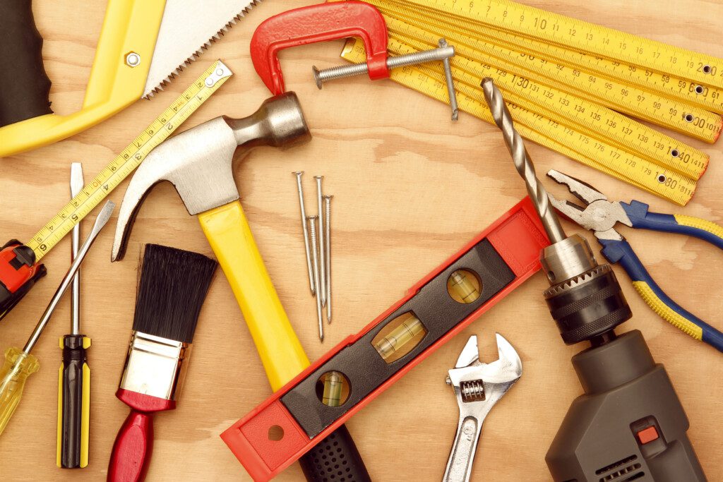 Hardware Tools Over a Wooden Surface